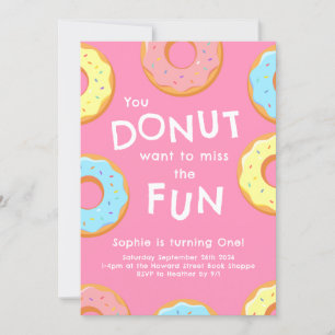Invitation Donut 1er anniversaire fête Enfants