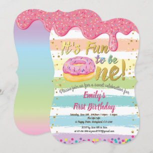 Invitation Donut 1er anniversaire pastel rainbow