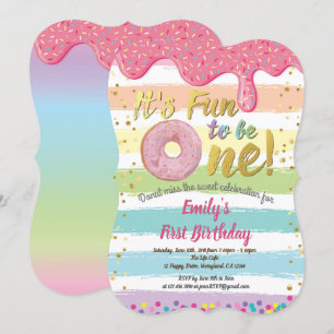 Invitation Donut 1er anniversaire pastel rainbow