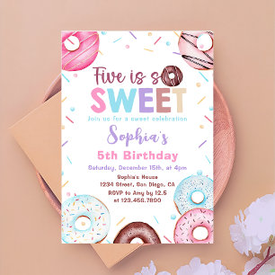 Invitation Donut 5h fête d'anniversaire Donut Five is Sweet