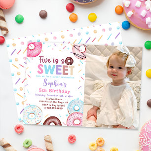 Invitation Donut 5h fête d'anniversaire Donut Five is Sweet P