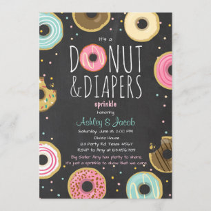 Invitation Donut and Diapers Sprinkinvitation Douche à l'encr