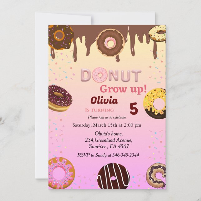 Invitation Donut anniversaire, tu ne veux pas rater anniversa (Devant)
