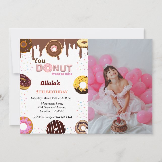 Invitation Donut anniversaire, tu ne veux pas rater anniversa (Devant)