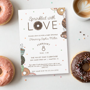 Invitation Donut au Chocolat Bébé Poudré 'Saupoudré d'Amour'