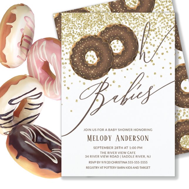 Invitation Donut au chocolat Oh Baby Twins Baby shower (Créateur téléchargé)