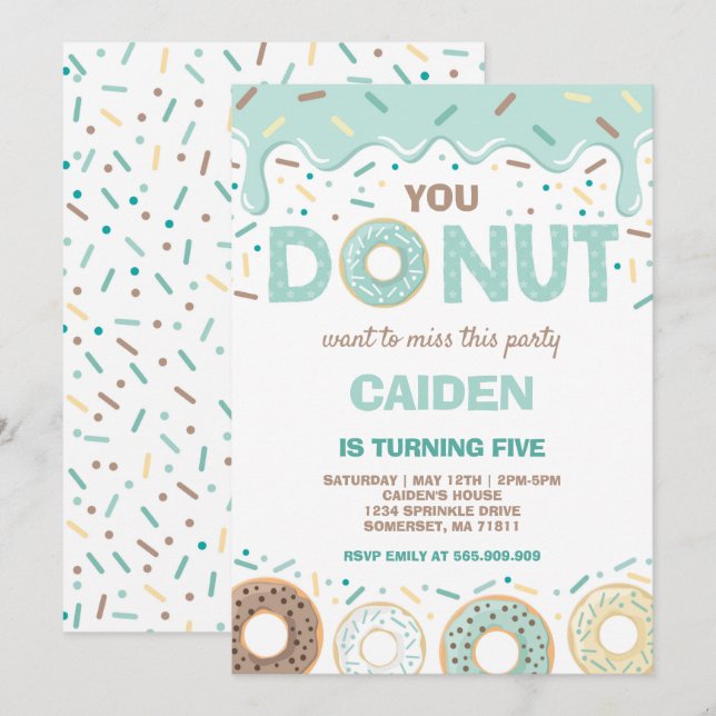 Invitation Donut Birthday Invitation, tu ne veux pas manquer  (Devant / Derrière)