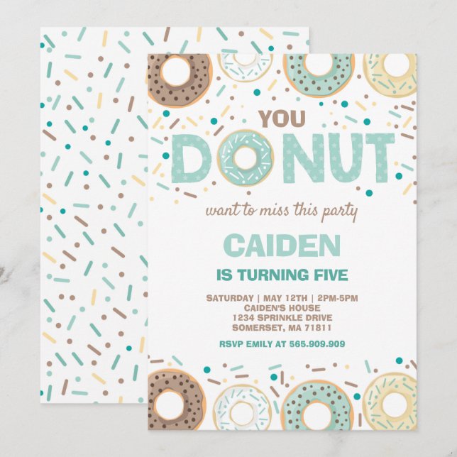 Invitation Donut Birthday Invitation, tu ne veux pas manquer  (Devant / Derrière)