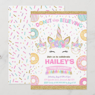Invitation Donut Et Licorne Donut N'arrêtez Pas De