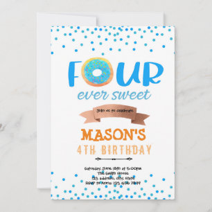 Invitation Donut FOURever garçon doux fête