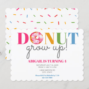 Invitation Donut Grow Up mignon Anniversaire asperge les enfa