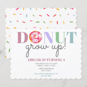 Invitation Donut Grow Up mignon Anniversaire asperge les enfa