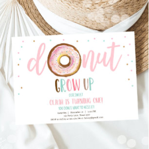 Invitation Donut Grow Up Sweet One Girl Anniversaire Invitati