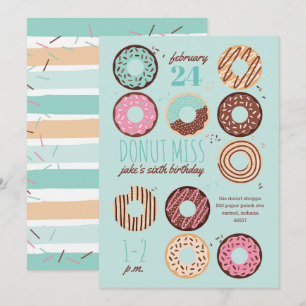 Invitation Donut Miss Boy's Donut, fête d'anniversaire
