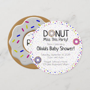 Invitation Donut Miss Ce Parti Baby shower neutre pour les fe