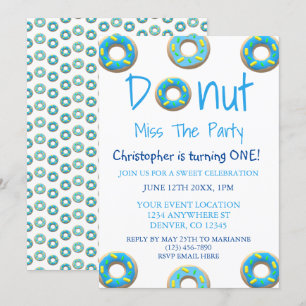 Invitation Donut Miss La fête 1er Anniversaire