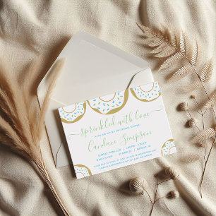 Invitation Donut Parsemé d'Amour Bébé Saupoudré Bleu Vert