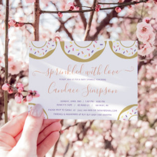 Invitation Donut Parsemé d'Amour Bébé Sprinkle Rose