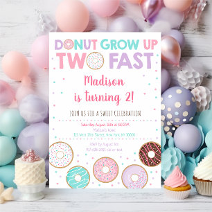 Invitation Donut rose deuxième anniversaire