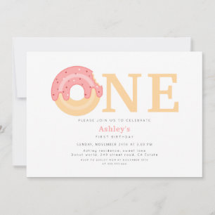 Invitation Donut rose Un 1er anniversaire