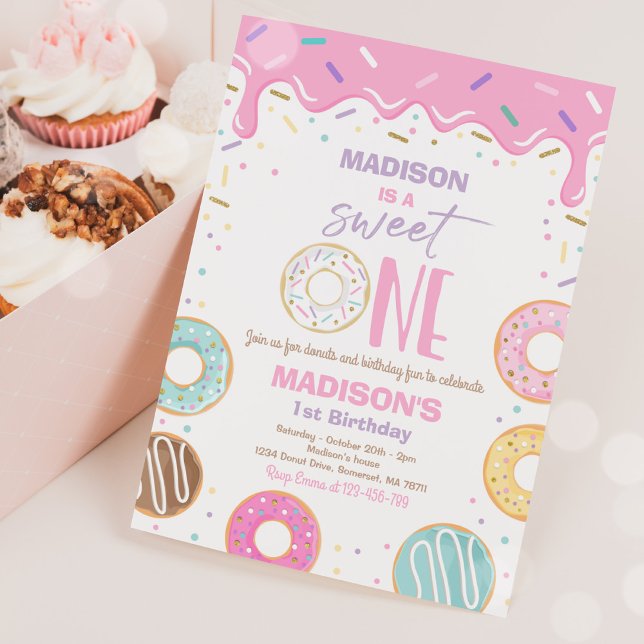 Invitation Donut Sweet One Birthday Party Donut 1er Birthday (Créateur téléchargé)