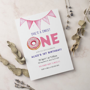 Invitation Donut Sweet One Birthday Party Donut 1er Birthday
