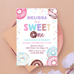 Invitation Donut Sweet One Birthday Party Donut 1er Birthday