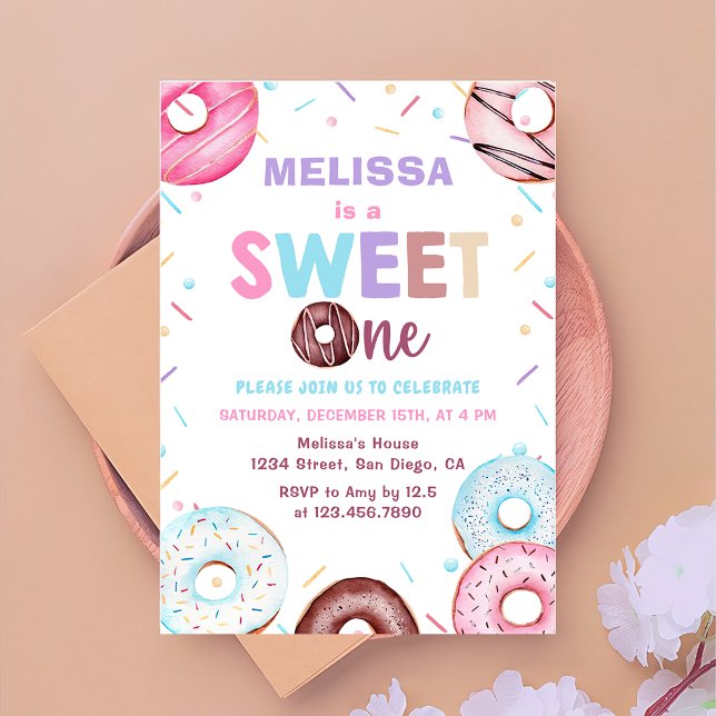 Invitation Donut Sweet One Birthday Party Donut 1er Birthday (Créateur téléchargé)