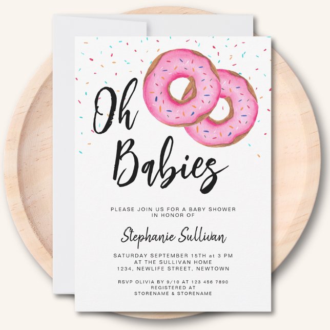 Invitation Donut Twin Girls Baby Shower (Créateur téléchargé)
