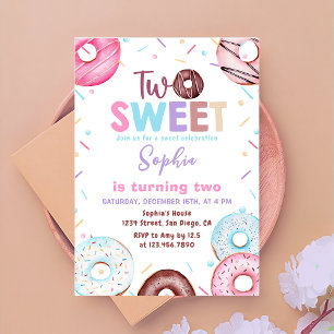 Invitation Donut Two Sweet 2nd Birthday Party