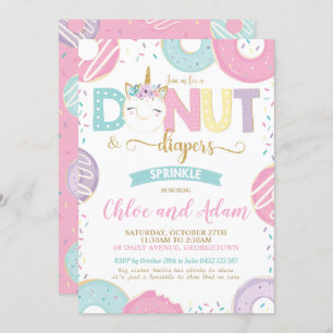Invitation Donut Unicorne et plongeurs Bébé Sprinkle Showshaw