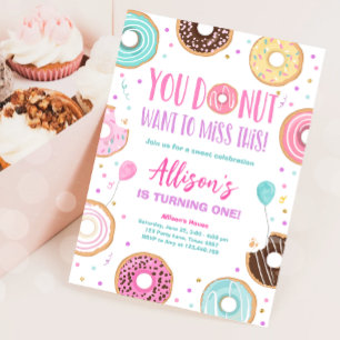 Invitation Donut veut rater cet anniversaire rose douce fille