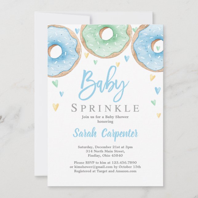 Invitation Donuts Baby shower garçon (Devant)