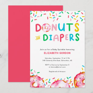 Invitation Donuts & Couches Bébé Célébration Mignonne Colorée