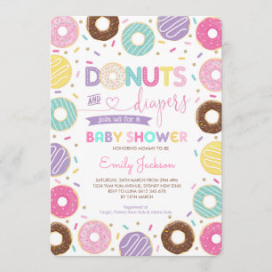 Invitation Donuts & Diaports Baby shower Rainbow Doughnut