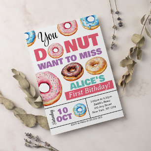 Invitation Donuts Donut Miss Cette fête d'anniversaire
