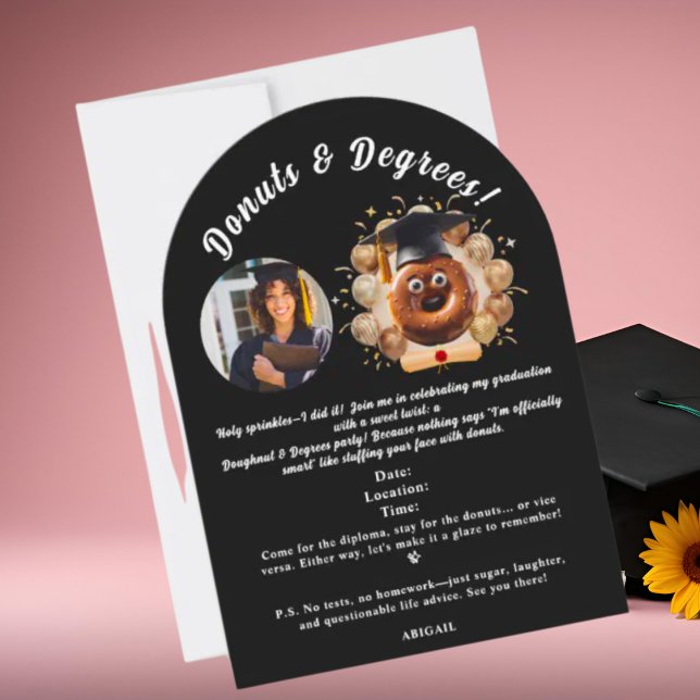 Invitation Donuts et Degrees Photo Graduation Party (Créateur téléchargé)