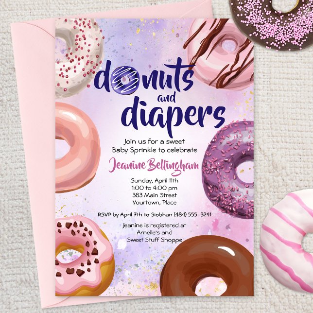 Invitation Donuts et Diapeurs Bébé Sprinkle Douche (Créateur téléchargé)