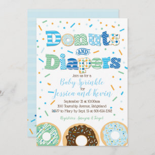 Invitation Donuts et plongeurs Baby Boy Saupoudrer ou douche