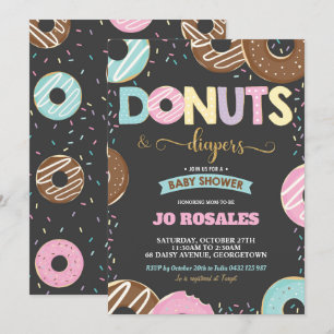 Invitation Donuts et plongeurs Baby Girl Shower Doughnut