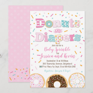 Invitation Donuts et plongeurs Baby Girl Sprinkings or Showsh