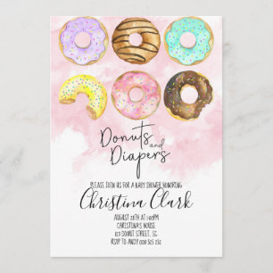 Invitation Donuts et plongeurs Baby shower de noix roses