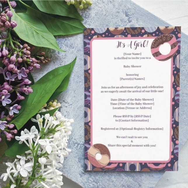 Invitation Donuts Purple Baby Girl Douche (Créateur téléchargé)