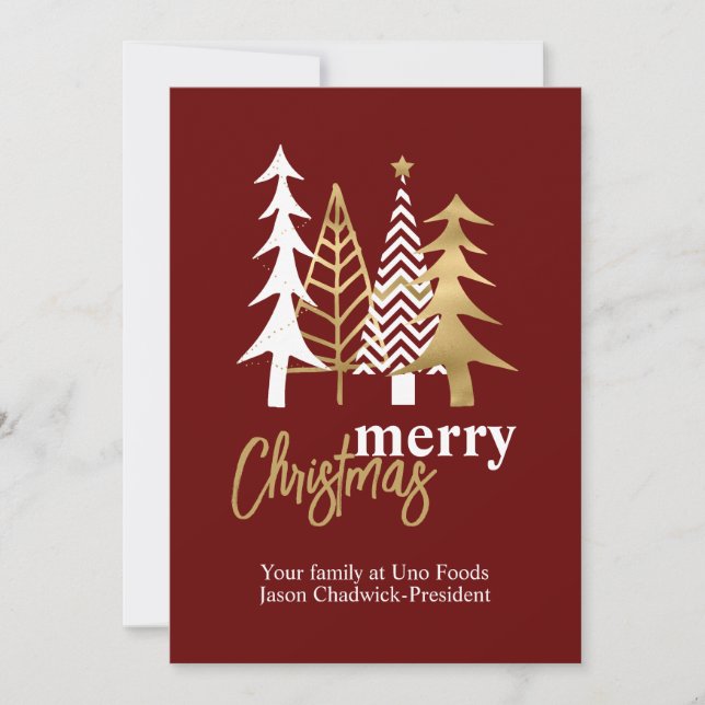 Invitation Doodle Art Trees Red Company Christmas (Devant)