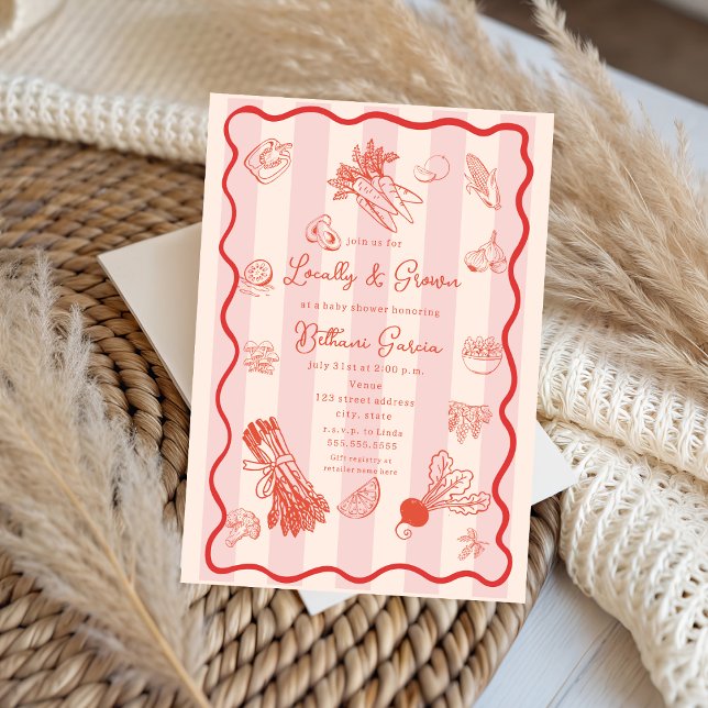 Invitation doodle Baby shower du marché agricole local (Créateur téléchargé)