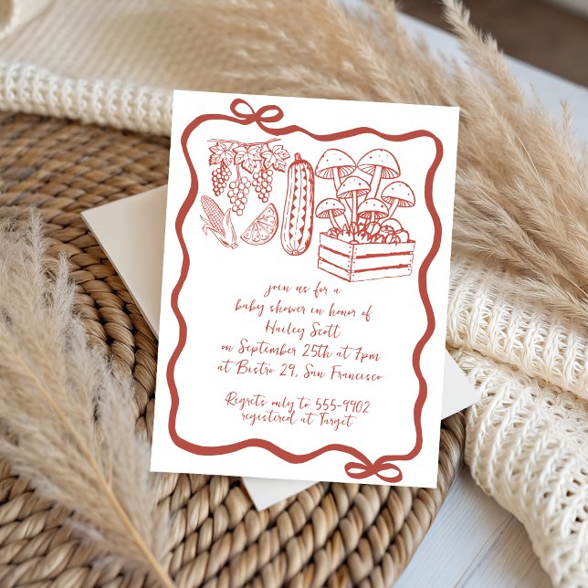 Invitation doodle Baby shower du marché agricole local (Créateur téléchargé)