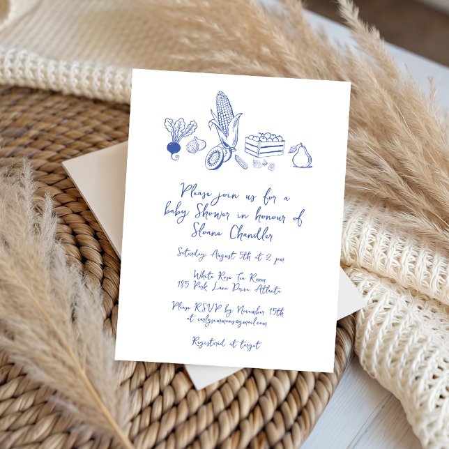 Invitation doodle Baby shower du marché agricole local (Créateur téléchargé)