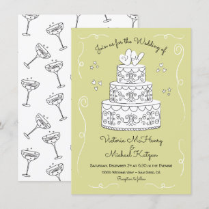 Invitation Doodle croquis Funky Mariage Cake