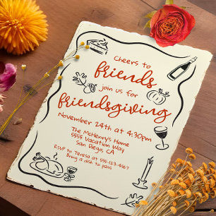 Invitation Doodle de Thanksgiving Friendsgiving