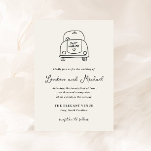 Invitation Doodle de voiture tiré à la main Mariage moderne